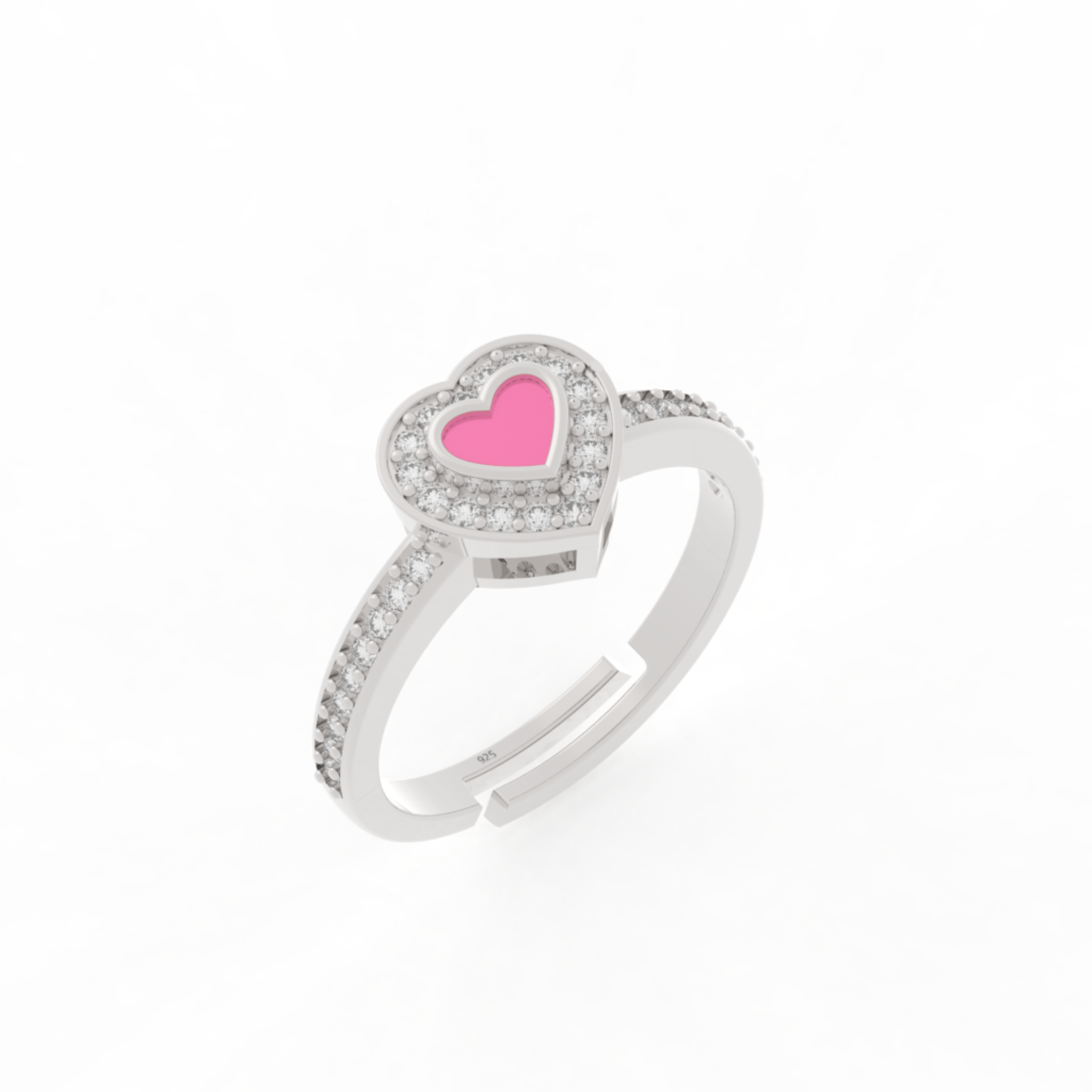 Dainty Heart Shaped Ring – Hallmarked 925 Sterling Silver White Gold Plated | Elegant & Romantic Jewelry